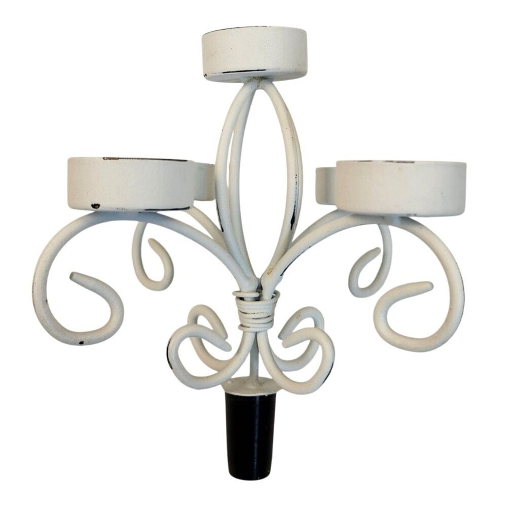 Country Cottage Shabby Chic 5-Tier White Tea Light Candle Holder Bottle Topper D